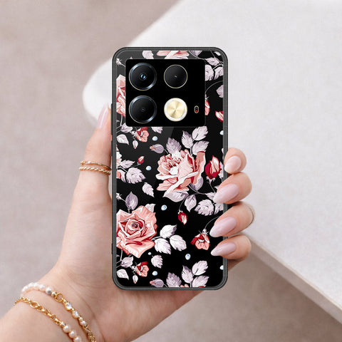 Infinix Note 40 Cover - Floral Series - HQ Ultra Shine Premium Infinity Glass Soft Silicon Borders Case