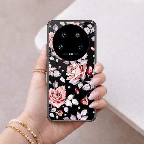 Xiaomi 14 Ultra Cover - Floral Series - HQ Ultra Shine Premium Infinity Glass Soft Silicon Borders Case