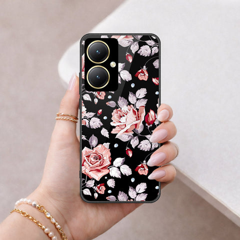Vivo Y35m Plus Cover - Floral Series - HQ Ultra Shine Premium Infinity Glass Soft Silicon Borders Case