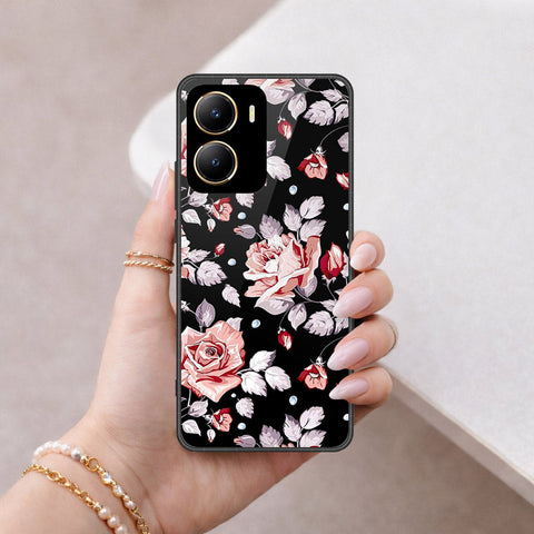 Vivo Y35m Cover - Floral Series - HQ Ultra Shine Premium Infinity Glass Soft Silicon Borders Case