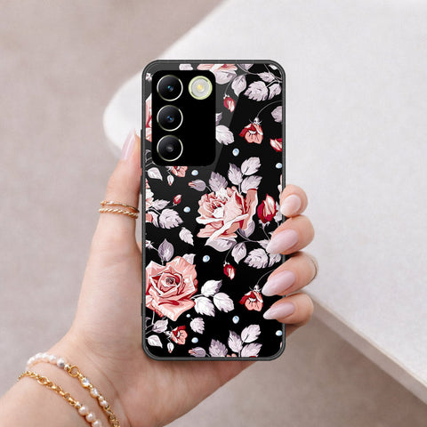 Vivo V30 Lite 4G Cover - Floral Series - HQ Ultra Shine Premium Infinity Glass Soft Silicon Borders Case