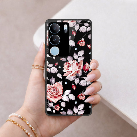 Vivo V29 Cover - Floral Series - HQ Ultra Shine Premium Infinity Glass Soft Silicon Borders Case