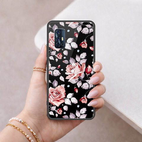 Vivo V17 Cover - Floral Series - HQ Ultra Shine Premium Infinity Glass Soft Silicon Borders Case