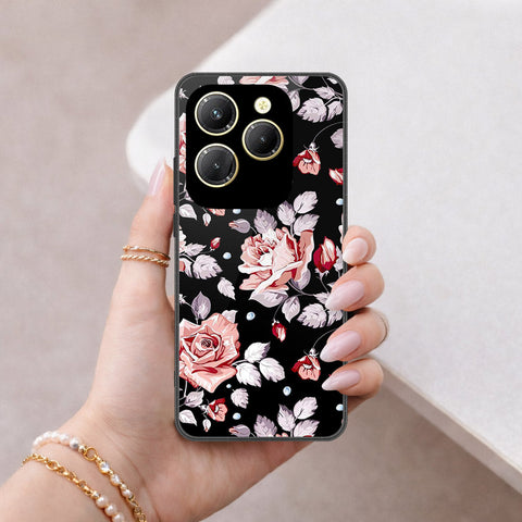 Infinix Hot 40 Pro Cover - Floral Series - HQ Ultra Shine Premium Infinity Glass Soft Silicon Borders Case