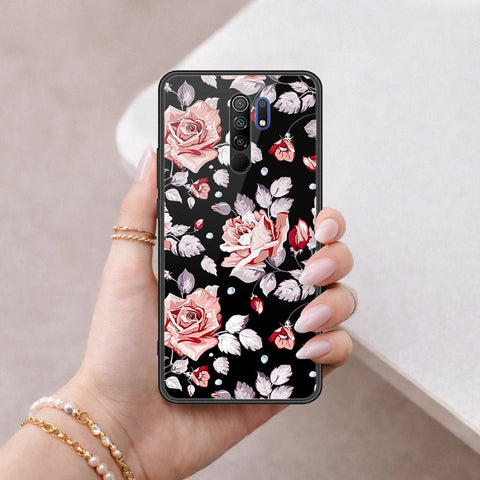 Xiaomi Redmi 9 Cover - Floral Series - HQ Ultra Shine Premium Infinity Glass Soft Silicon Borders Case