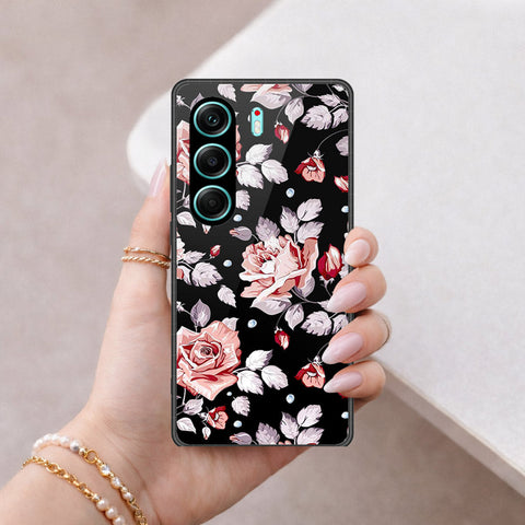 Tecno Camon 40 Pro Cover - Floral Series - HQ Ultra Shine Premium Infinity Glass Soft Silicon Borders Case