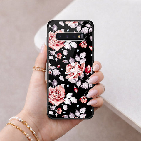 Samsung Galaxy S10 Cover - Floral Series - HQ Ultra Shine Premium Infinity Glass Soft Silicon Borders Case