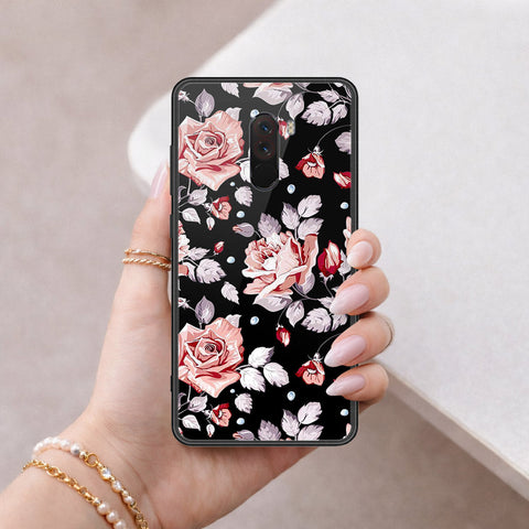 Xiaomi Pocophone F1 Cover - Floral Series - HQ Ultra Shine Premium Infinity Glass Soft Silicon Borders Case