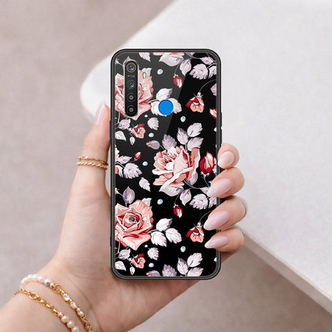 Realme 5 Cover - Floral Series - HQ Ultra Shine Premium Infinity Glass Soft Silicon Borders Case