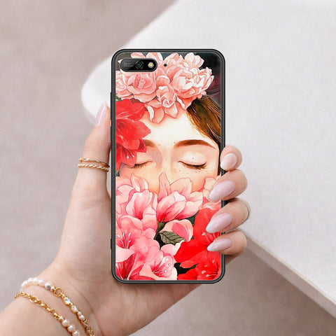 Huawei Y6 Prime 2018 Cover - Floral Series - HQ Ultra Shine Premium Infinity Glass Soft Silicon Borders Case