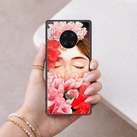 Huawei Mate 30 Pro Cover - Floral Series - HQ Ultra Shine Premium Infinity Glass Soft Silicon Borders Case