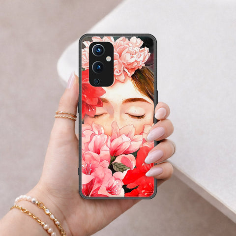 OnePlus 9 Cover - Floral Series - HQ Ultra Shine Premium Infinity Glass Soft Silicon Borders Case