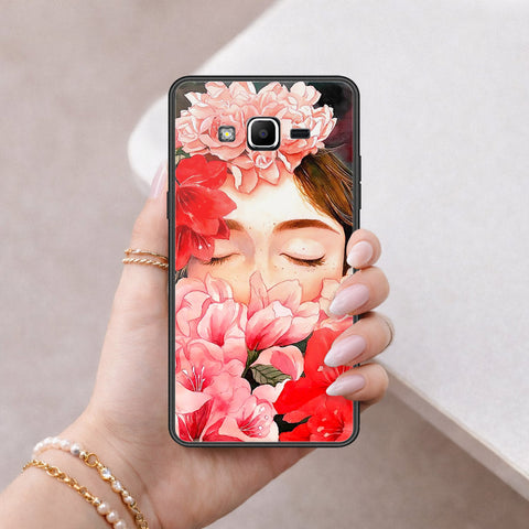 Samsung Galaxy J2 Prime Cover - Floral Series - HQ Ultra Shine Premium Infinity Glass Soft Silicon Borders Case