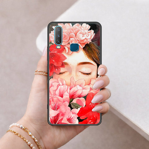 Vivo Y17 Cover - Floral Series - HQ Ultra Shine Premium Infinity Glass Soft Silicon Borders Case