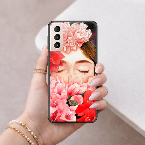 Samsung Galaxy S21 Plus 5G Cover - Floral Series - HQ Ultra Shine Premium Infinity Glass Soft Silicon Borders Case