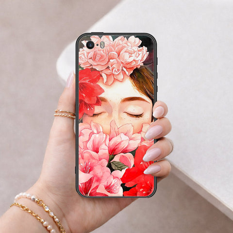 iPhone 5s Cover - Floral Series - HQ Ultra Shine Premium Infinity Glass Soft Silicon Borders Case