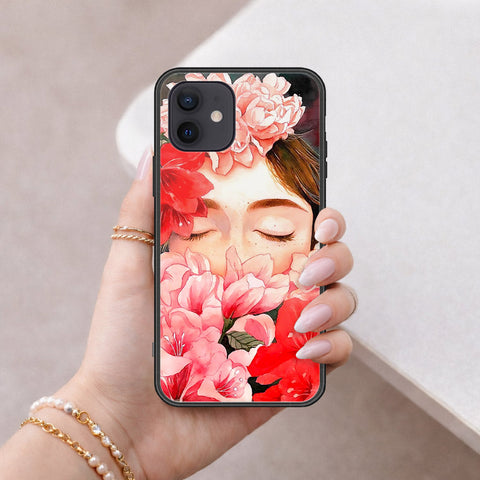 iPhone 12 - Floral Series - HQ Ultra Shine Premium Infinity Glass Soft Silicon Borders Case