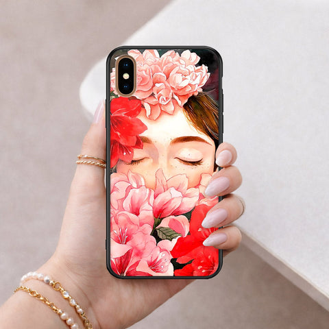 iPhone XS Max - Floral Series - HQ Ultra Shine Premium Infinity Glass Soft Silicon Borders Case