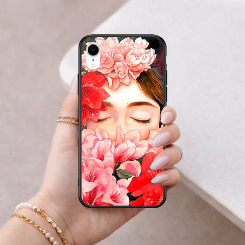 iPhone XR - Floral Series - HQ Ultra Shine Premium Infinity Glass Soft Silicon Borders Case