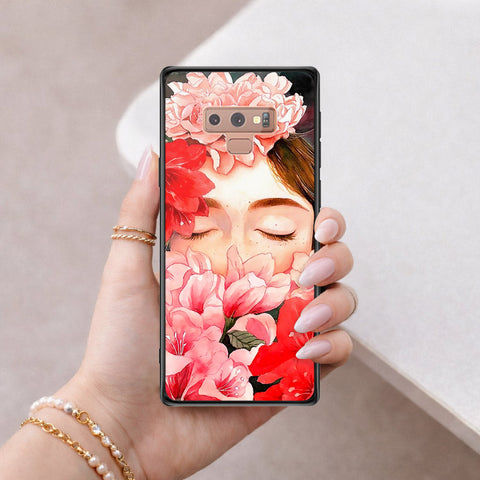 Samsung Galaxy Note 9 Cover - Floral Series - HQ Ultra Shine Premium Infinity Glass Soft Silicon Borders Case