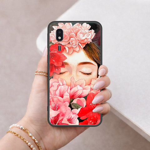Samsung Galaxy A2 Core Cover - Floral Series - HQ Ultra Shine Premium Infinity Glass Soft Silicon Borders Case