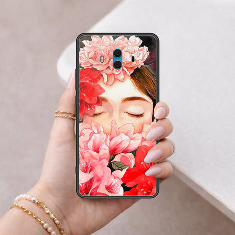 Huawei Mate 10 Cover - Floral Series - HQ Ultra Shine Premium Infinity Glass Soft Silicon Borders Case