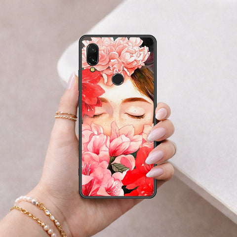 Xiaomi Redmi 7 Cover - Floral Series - HQ Ultra Shine Premium Infinity Glass Soft Silicon Borders Case