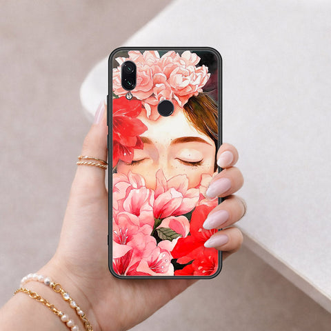 Xiaomi Redmi Note 7 Cover - Floral Series - HQ Ultra Shine Premium Infinity Glass Soft Silicon Borders Case