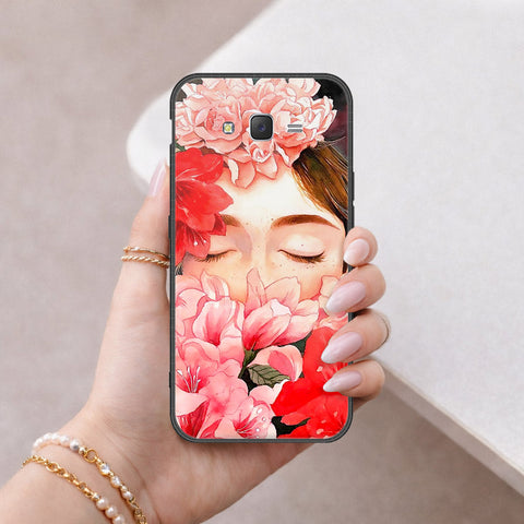 Samsung Galaxy J7 2015 Cover - Floral Series - HQ Ultra Shine Premium Infinity Glass Soft Silicon Borders Case