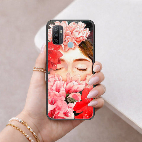 Oppo A53 Cover - Floral Series - HQ Ultra Shine Premium Infinity Glass Soft Silicon Borders Case