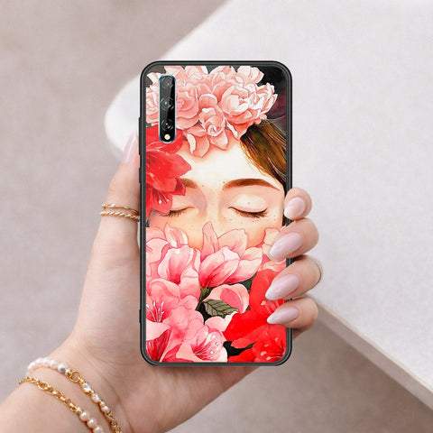 Huawei Y8p Cover - Floral Series - HQ Ultra Shine Premium Infinity Glass Soft Silicon Borders Case
