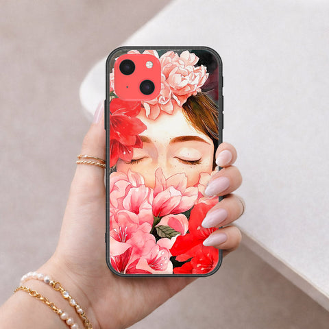 iPhone 13 Mini Cover - Floral Series - HQ Ultra Shine Premium Infinity Glass Soft Silicon Borders Case