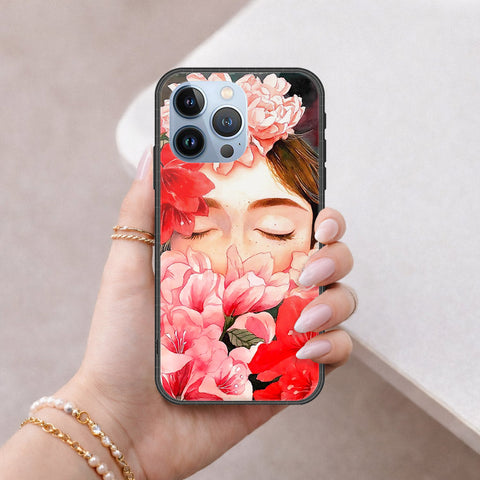 iPhone 13 Pro Cover - Floral Series - HQ Ultra Shine Premium Infinity Glass Soft Silicon Borders Case