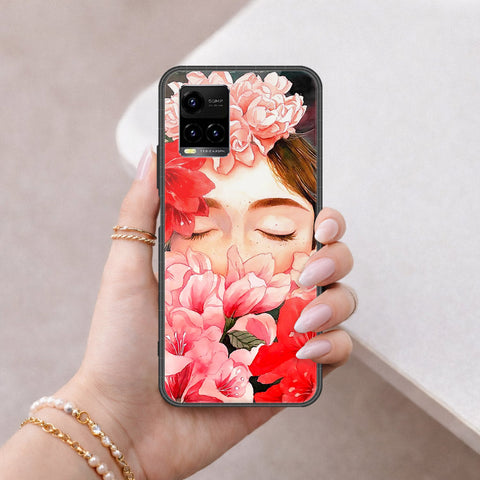Vivo Y33t Cover - Floral Series - HQ Ultra Shine Premium Infinity Glass Soft Silicon Borders Case