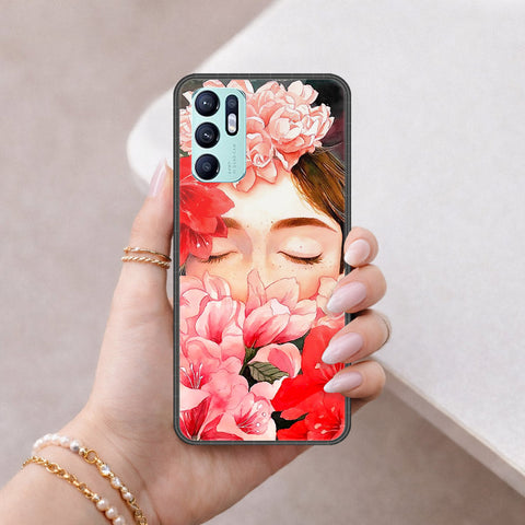 Oppo Reno 6 Cover - Floral Series - HQ Ultra Shine Premium Infinity Glass Soft Silicon Borders Case