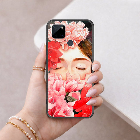 Realme C25Y Cover - Floral Series - HQ Ultra Shine Premium Infinity Glass Soft Silicon Borders Case