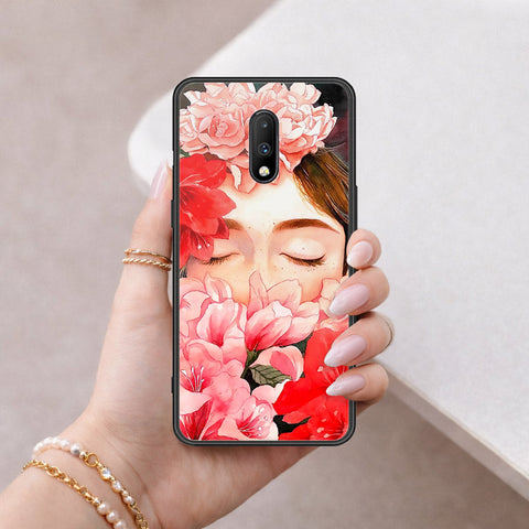 OnePlus 7 Cover - Floral Series - HQ Ultra Shine Premium Infinity Glass Soft Silicon Borders Case