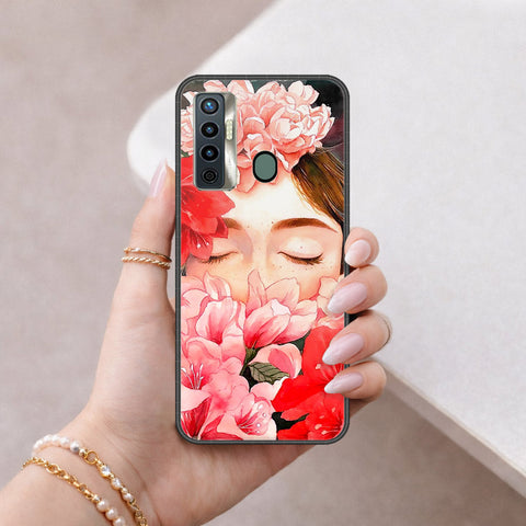 Tecno Camon 17 Cover - Floral Series - HQ Ultra Shine Premium Infinity Glass Soft Silicon Borders Case