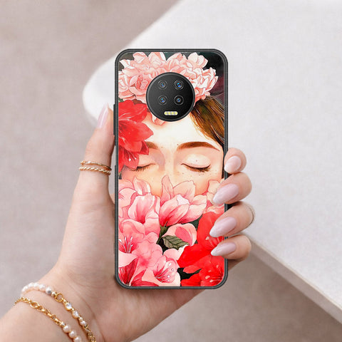 Infinix Note 7 Cover - Floral Series - HQ Ultra Shine Premium Infinity Glass Soft Silicon Borders Case