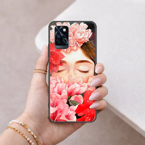 Infinix Note 10 Pro Cover - Floral Series - HQ Ultra Shine Premium Infinity Glass Soft Silicon Borders Case