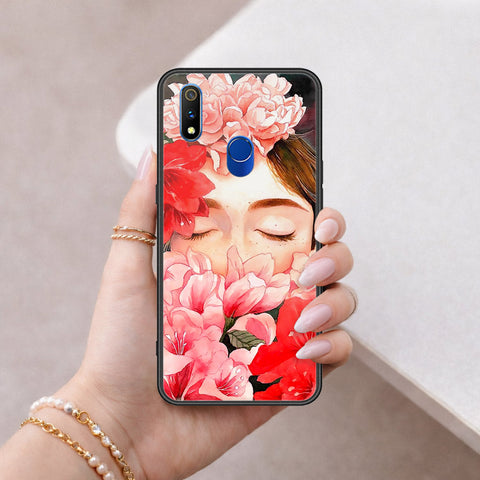 Realme 3 Pro Cover - Floral Series - HQ Ultra Shine Premium Infinity Glass Soft Silicon Borders Case
