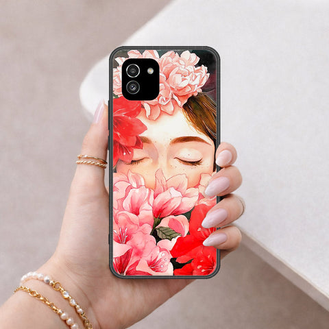 Samsung Galaxy A03 Cover - Floral Series - HQ Ultra Shine Premium Infinity Glass Soft Silicon Borders Case