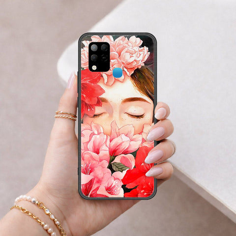 Infinix Hot 10s Cover - Floral Series - HQ Ultra Shine Premium Infinity Glass Soft Silicon Borders Case