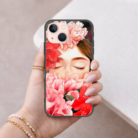 iPhone 14 - Floral Series - HQ Ultra Shine Premium Infinity Glass Soft Silicon Borders Case