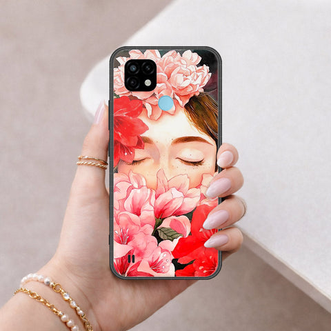 Realme C21 Cover - Floral Series - HQ Ultra Shine Premium Infinity Glass Soft Silicon Borders Case