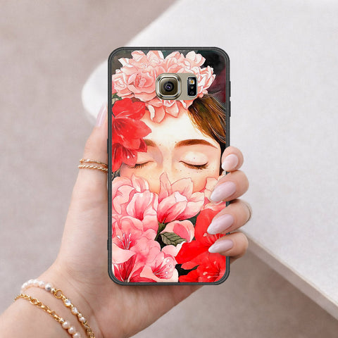 Samsung Galaxy S6 Cover - Floral Series - HQ Ultra Shine Premium Infinity Glass Soft Silicon Borders Case