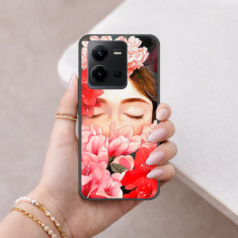 Vivo V25e Cover - Floral Series - HQ Ultra Shine Premium Infinity Glass Soft Silicon Borders Case