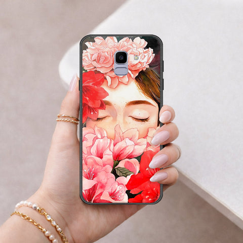 Samsung Galaxy J6 2018 Cover - Floral Series - HQ Ultra Shine Premium Infinity Glass Soft Silicon Borders Case
