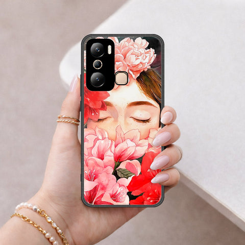 Infinix Hot 20i Cover - Floral Series - HQ Ultra Shine Premium Infinity Glass Soft Silicon Borders Case