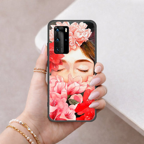 Huawei P40 Pro Cover - Floral Series - HQ Ultra Shine Premium Infinity Glass Soft Silicon Borders Case